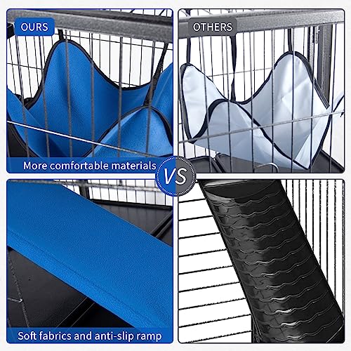 Polar Aurora Metal Small Animal Cage 5 Tiers Homes for Pets Removable Ferret Cage with Lockable Wheels, 50" H Deluxe Chinchilla Cage with Hammock and Removable Tray - size: Large