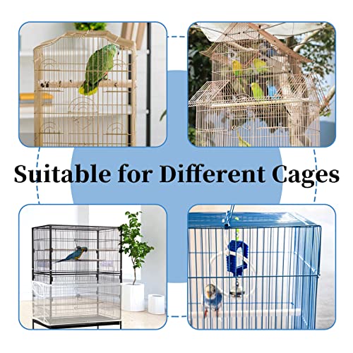 Daoeny 2Pcs Large Bird Cage Cover, Adjustable Parrot Nylon Airy Soft Mesh Net, Universal Seed Feather Catcher, Birdcage Cover Skirt Sheer Guard for Parakeet Macaw Round Square Cages - color: Black & White, size: 118 x 15.7 inch