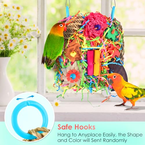 KATUMO Bird Toys, Parakeet Toys Bird Grass Mat Parrot Shredder Toys Lovebird Forage Toys for Cockatiel Conure Lovebird Parakeet Small-Medium Birds | Natural Grass Mat Toy Satisfies Birds Chewing & Foraging, Easy Hanging, Perfect for Small Medium Birds - c