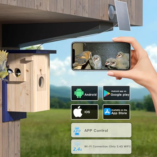 Birdhouse Camera – Solar Powered 1080P/2K HD Smart Nest Box, 2.4G WiFi Live View, Night Vision, Real-Time Bird Watching & Hatching, Outdoor Garden Bird Nest, Ideal Gift for Bird Lovers - style: Smart Birdhouse