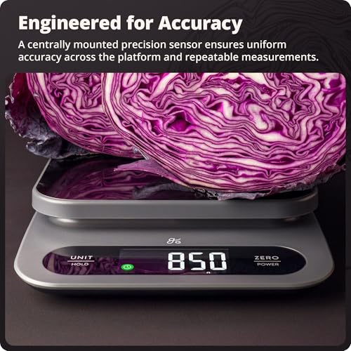 Greater Goods Digital Food Scale for Kitchen & Baking, 22lb High Capacity | Stainless Steel Platform, Hi-Def LCD, 1g Precision, Tare. Weighs g/oz/lb/ml. For Sourdough, Bread & Bulk Cooking, Large Bowls