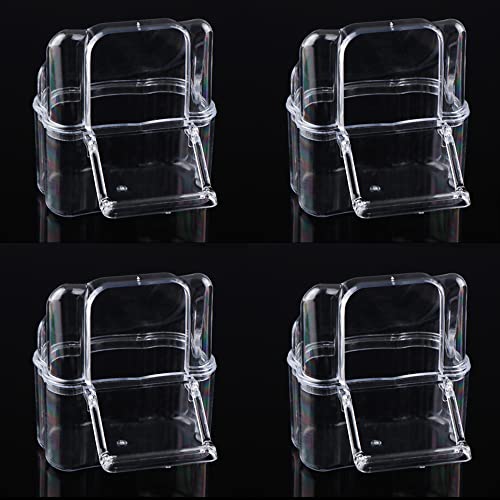 4 Pcs Bird Cage Feeder Plastic Cups Acrylic Feeding Bowl Anti- Splashing Water Food Feeder Box (for Bird Cage with Spring Door)