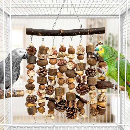 Extra Large Parrot Toy, 21-Inch Natural Wooden Macaw Chew and Shred Toy for African Grey, Macaw, Amazon Parrots and Other Medium to Large Parrots