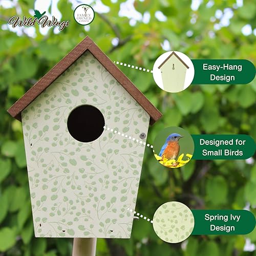 Wild Wings Decorative Bluebird House Spring Ivy, White - style: Spring Ivy