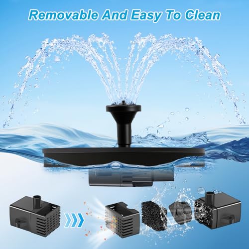 Floating Solar Fountain Pump, Upgrade 1.5W Solar Powered Water Pump with 6 Spray Nozzles & 4 Fixed Pipes, Solar Fountain for Bird Bath, Garden Pond, Pool, Outdoor - color: 1.5w Solar Fountain