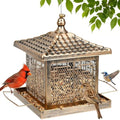 Metal Bird Feeder for Outdoors, 8.6LB Large Capacity Wild Bird Feeders Hanging for Outside, Rustproof Weatherproof with 4 Perches, Attract Cardinals Bluebirds Finches Chickadees Garden Decor