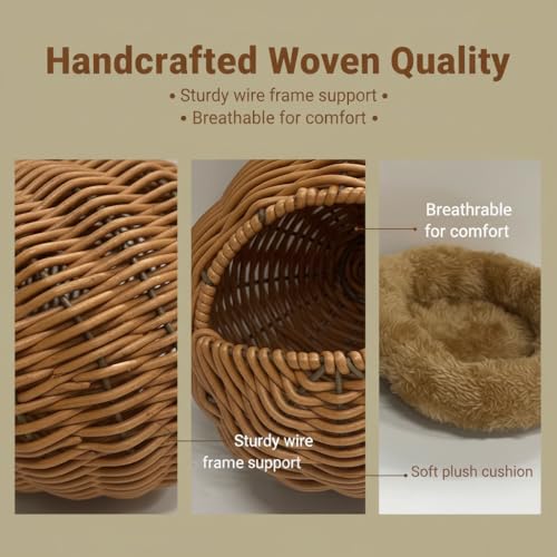 Rattan Bird Nest for Cage - Chewproof Steel Frame Hanging Breeding House | Washable Warm Sleep Hut for Cockatiels, Budgerigars, Lovebirds, Finches & Canaries (Single-Hole) - color: Single-Hole