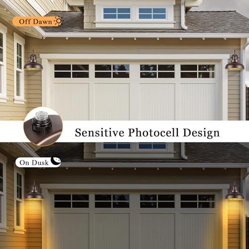 Dusk to Dawn Outdoor Barn Light Outdoor Wall Sconce Farmhouse Exterior Wall Mount Lights Vintage Outside Lighting Fixture Industrial Bronze Lantern for Porch Garage Shed Patio, 1 Pack - color: Orb+Gold, size: 11DDRZ007-1 PACK(Dusk to Dawn)