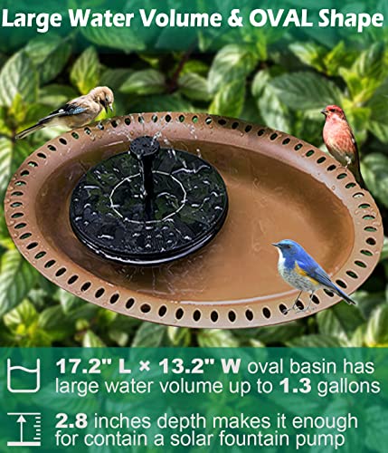 29 Inch Height Oval Shape Bird Bath for Outdoors, Detachable 5-Prong Birdbath Bowl Spa & Birdfeeder with Metal Stake Stand for Outside Garden, Brown - color: Brown