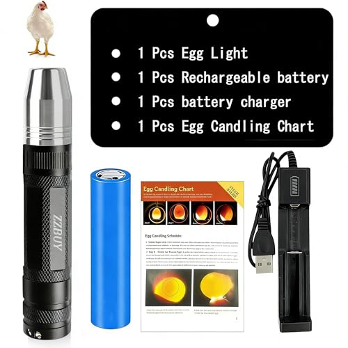 Egg Candler for Chicken Eggs, Rechargeable USB Egg Candling Light | High-Intensity Egg Candler Tester for Dark Eggs, All Chicken, Duck, and Quail - color: Black