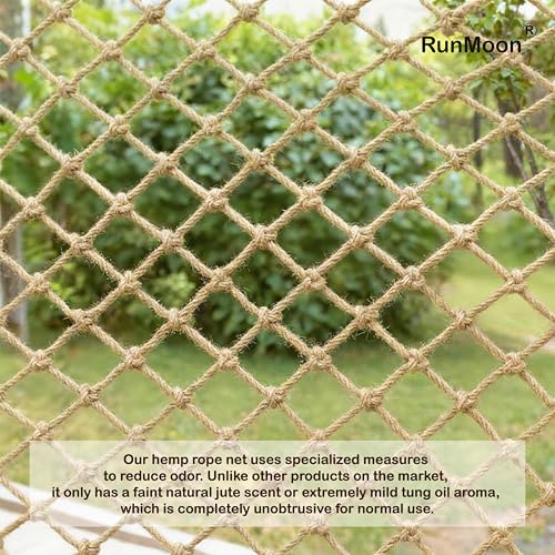 Multi-Use Hemp Rope Net: Natural Jute, 15 Sizes, Ideal for Indoor/Outdoor Decor & Safety, Handcrafted with Free Installation Accessories (4x8ft) - size: 4x8ft