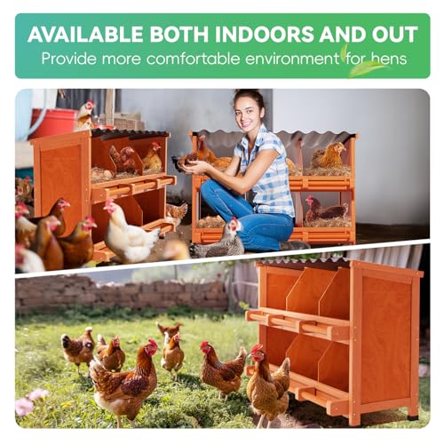 Chicken Nesting Boxes,6 Compartments Wooden Nesting Boxes for Chickens,Laying Nest Boxes for Hens Ducks Poultry Protect Eggs Chicken Coops Easy Egg Collection (6 BOXS) - size: 6 BOXS