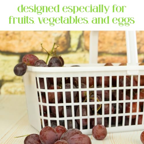 6 Pack – 4 Quart/Half Peck White Plastic Garden Basket for Gathering Vegetables and Fruits – Harvest Apples, Berries, Peaches or Tomatoes