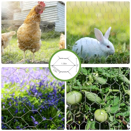 Chicken Wire Mesh,13.7"×169" Poultry Wire Netting,1" Hole Size Hexagonal Galvanized Chicken Wire Mesh Fencing,Outdoor Anti-Rust Garden Animal Barrier Fence for Chicken Coop Barrier Rabbit Cage