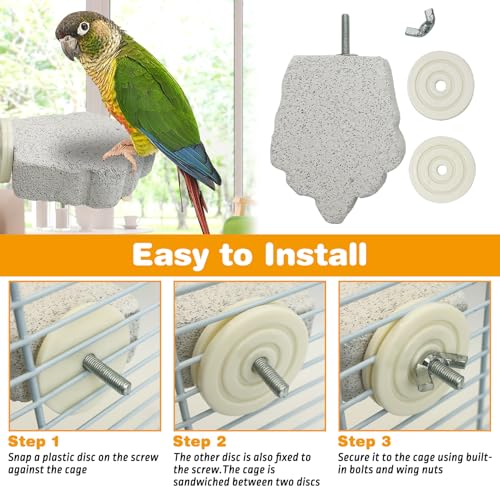 PINVNBY 6 PCS Bird Perch Parrot Beak Grinding Stone Calcium Mineral Parrot Perch Foot Claws Trimmer Chewing Toy Bird Cage Accessories for Small Medium Budgie Cockatiel Conure Lovebird (Grape)