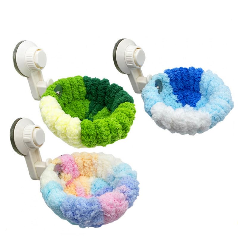 Portable Suction Cup Bird Perch Nest for Travel Car Window Glass, Warm Bird Sleeping hut Snuggle Bed for cage (Green Combo, L) - size: L