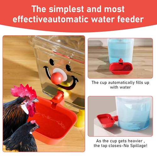 XL Chicken Waterer Cups, 4-Pack Automatic Chicken Water Cups | Poultry Watering Cups, Duck Waterer, Chicken Coop Accessories, Large-Capacity Design, for Chickens, Ducks, Geese & Turkeys