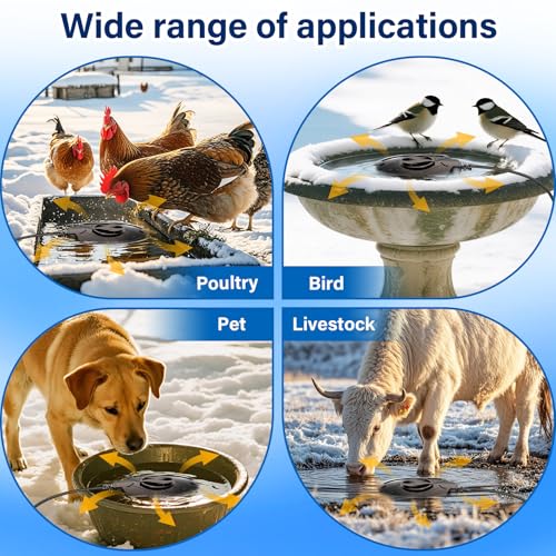 100W Bird Bath Heater, Birdbath Heaters for Outdoor Bird Bath Water Heater in Winter Submersible Thermostat Control, Heated Bird Bath Deicer for Outside Bird Chicken Poultry Livestock (Black) - color: Black