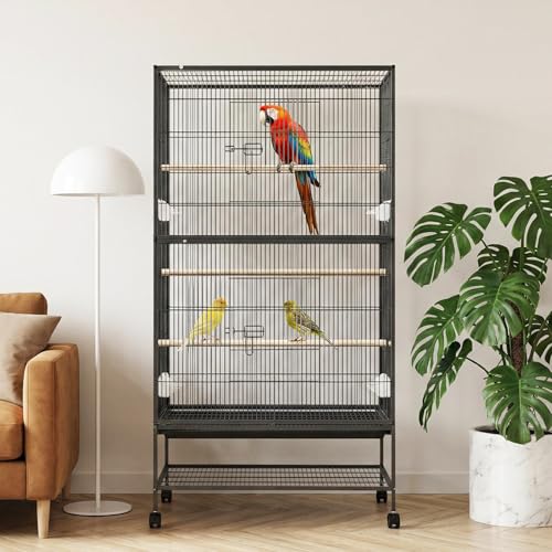 Garvee 61" H Large Bird Cage, Bird Cage with Rolling Storage Stands, Feed Bowls, Wide Tall Parakeet Cage for Macaw, Parakeets, Parrot, Conures, Cockatiel, Cockatoo