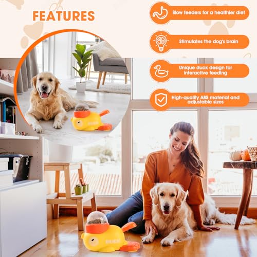 Interactive Dog Treat Dispenser Toy, 2026 New Duck Shape Puzzle Feeder,Interactive Dog Food Dispenser with Press Button and Rotating Design,Slow Feeding Game for Dogs and Cats