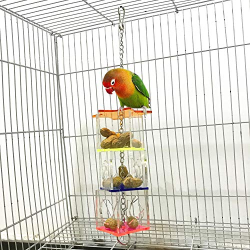 Bird Foraging Toys,Creative Parrot Feeder Box,Hanging Treat Foraging Toy for Anchovies,Parakeets,Cockatiel,Conure,Mynah,Macow