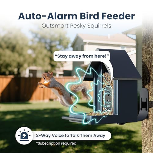 Smart Metal Bird Feeder with Camera, Deep Blue | Squirrel Proof, 2.5K UHD AI Identification, Wireless Solar Powered, Real-time Videos & IMG, Outdoor for Garden Birding, Gift - color: Blue