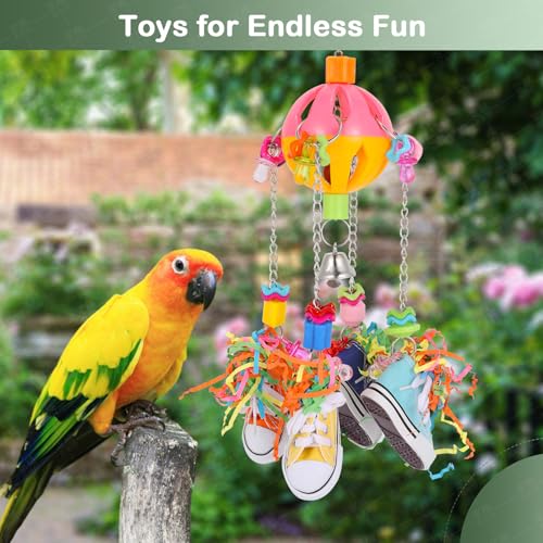 Small and Medium-Sized Bird Toys, Parrot Chewing Sneakers Acrylic Amazon Parrot, Love Birds, Parrot, Parrot, Bell Ball Birdcage Toys.