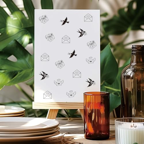 AHANDMAKER 5 Styles Mini Wooden Rubber Stamps, Carrier Pigeon Letter and Envelope Patterns Round Handle Stamps Decorative Wooden Stamp for DIY Crafting Scrapbooking Diary Decoration(No Ink Include) - style: Carrier Pigeon Letter