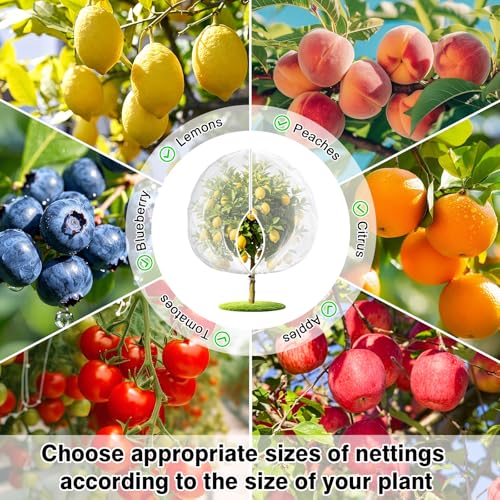 4PCS 4.6Ft × 5.9Ft Fruit Tree Netting with Zipper and Drawstring, 60 Mesh Thickened Garden Bird Netting for Blueberry Bushes, Fruits, Vegetables, Insect Bird Barrier Mesh Protective Cover - size: 4.6Ft × 5.9Ft