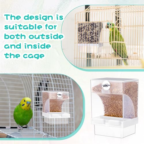 Glikceil 8 Pcs No Mess Bird Feeder Automatic Bird Parrot Feeder for Cage Bulk Parrot Seed Food Container Cage Accessories for Small Medium Parakeet Canary Cockatoo Cockatiel Finch
