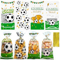 100PCS Soccer Cellophane Treat Bags - Clear Plastic Goodie Bags with 110 Gold Twist Ties - Soccer Party Favor Bags for Candy, Snacks, Game Day, Sports Events, Football Theme Parties & School Activities - color: Soccer-100pcs