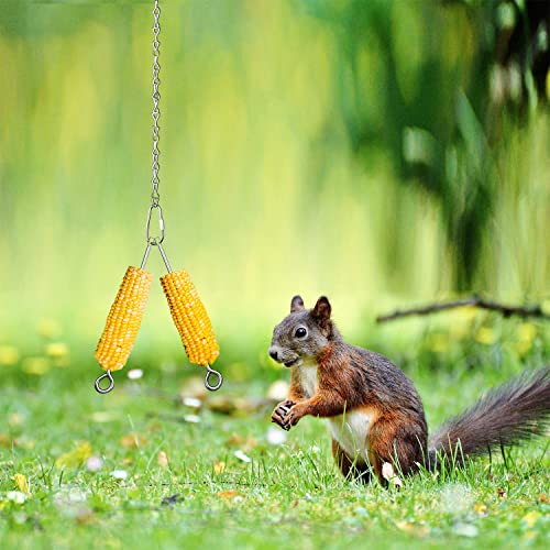 Hanging Squirrel Feeder Outside Corn Cobs Holder for Squirrels Chipmunk Funny Toy (Stainless Steel B) - color: STAINLESS STEEL B