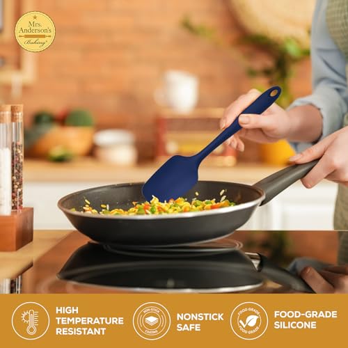 Mrs. Anderson’s Baking Silicone Spoon-Shaped Spatula, Flexible And Nonstick, One-Piece Design, Navy Blue, For Mixing, Folding, Scraping, Baking, And Cooking - color: Navy, size: 11-Inch, Spoon-Shaped