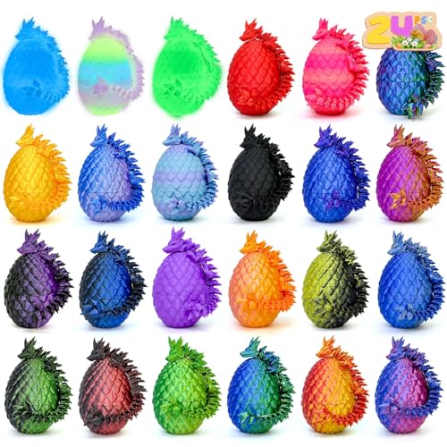 3D Printed Dragon Eggs with Dragon Inside,Prefilled Easter Eggs Filled,Articulated Flexible Dragon,Easter Advent Calendar Easter Basket Stuffers,Collectibles for Adults Teens Boy (24PCS) - color: 24pcs