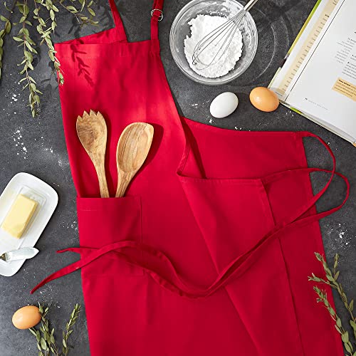 DII Everyday Basic Kitchen Collection - color: Tango Red, size: Plus Size Chef Apron