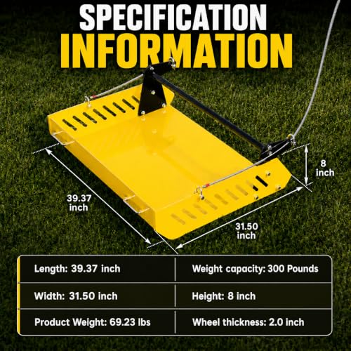 GRIND MODE Mini Horse Paddock Cleaner & Tow-Behind Trailer, Heavy Duty Manure Fork & Scoop, Efficient Yard Sweeper for Horse Manure, Drag Collector for Pasture/Yard Easy Cleanup - color: Yellow