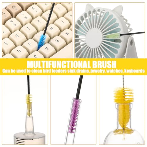 Hummingbird Feeder Cleaning Brush 19 Pieces 3 Size Silver, Glitter | Mini Nylon Double Headed 2 in 1, Hummingbird Brush Hard to Reach Places Tiny Cleaning Kit, Clean Water Cups and Bottles - color: Yellow