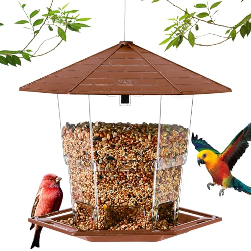 Jealoeur Bird Feeders for Outdoors Hanging Bird Feeder Wild Birds Seed, Brown 2 Pack - color: Brown 2 pack