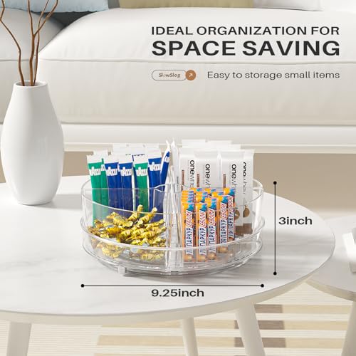 2 Pack Lazy Susan Organizer, 9 inch Rotating Storage Organizer with Bins | Degree Rotating Clear Turntable with 4 Removable Bins, Lazy Susan Turntable Organizer for Fridge, Kitchen, Vanity, Cabinet - size: 2 Pack - 4 Bins 9in