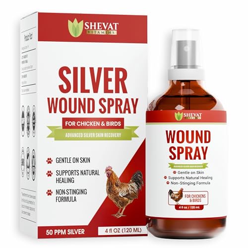 SHEVAT VITAMINS Silver Wound Spray for Chickens & Birds – Gentle Skin Relief for Scrapes, Cuts, Rashes & Irritation – Non-Stinging, Alcohol-Free, Safe for Feathers & Skin – 120ml (4oz)