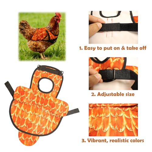Chicken Saddle for Hens, Chicken Apron Back Protector for Hens with Adjustable Straps, Chicken Hen Mating Saddle for Poultry Feather Protection, Easy to Wear 3PCS
