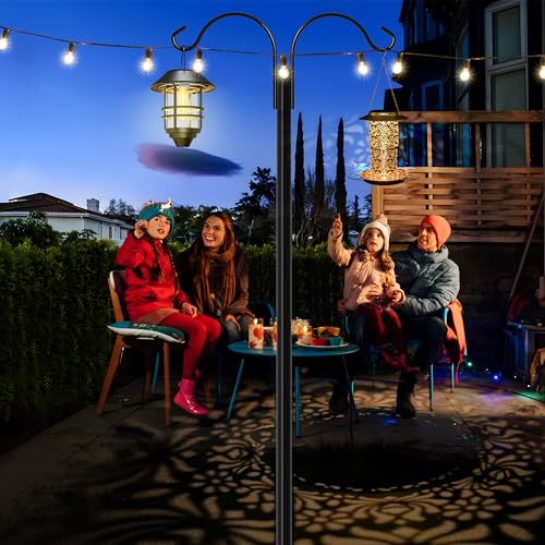 Shepherds Hooks for Outdoor, 2-Pack 60 Inch Heavy Duty Bird Feeder Pole, Garden Pole for Hanging Plants, Lantern, Hummingbird Feeder, Hanging Plant Stand with 5 Base Prongs - size: 60 Inch, style: Style D