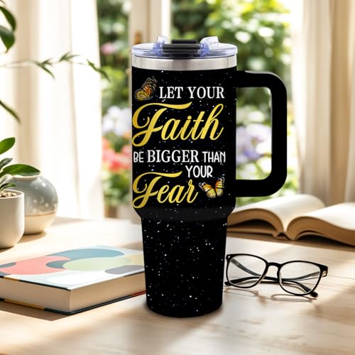 DUUV Faith over Fear Tumbler 40oz, Insulated Christian Gifts for Women Man | Lion Cross Tumbler Leakproof, Religious Inspirational Gift for Man Son, Let Your Faith Be Bigger Than Your Fear, 1 Pack - color: Lion Faith