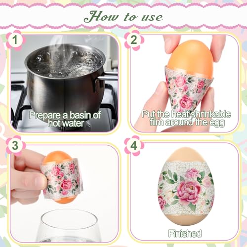 Fullhawl 48 Pcs Heat Shrink Sleeve Decoration Easter Egg Wraps Egg Packaging Pysanka Pysanky Pattern Stickers for Party Decoration (Decoupage) - style: Decoupage