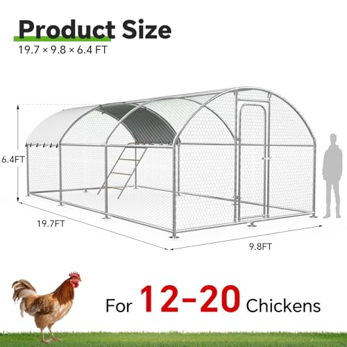 19.7x9.7 FT Extra Large Metal Chicken Coop, Walk-in Poultry Run | Weatherproof Cover, Reinforced Metal Frame, Walk-in Chicken Run, Outdoor Poultry Cage for Hens Ducks Rabbits - size: 236.4"L x 118.0"W x 78.0"H