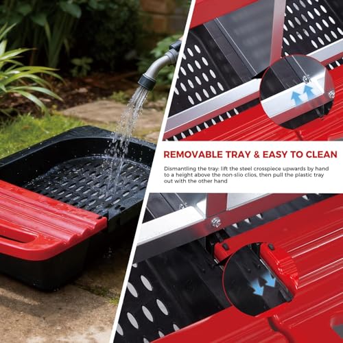 4 Hole Chicken Nesting Boxes, Weatherproof Galvanized Steel Chicken Egg Laying Box with Automatic Rollout Egg Collection, 2-in-1 Handle Perch, Easy Clean & Quick Assemble for Chicken Coop - color: Red, size: 4 holes 2 layers