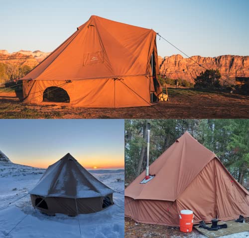 WHITEDUCK Regatta Canvas Bell Tent - w/StoveJack, Waterproof, 4 Season Luxury Camping and Glamping Yurt Tent Outdoor - color: Desert Red, size: 16.5' (5M), Water Repellent