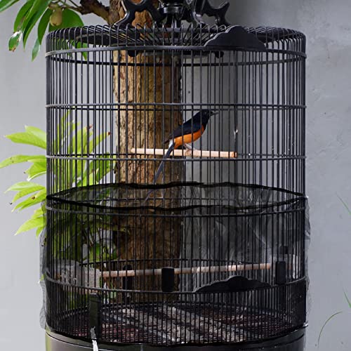 SIMENA Bird Cage Seed Catcher, Skirt for Bird Cage, Nylon Mesh Bird Cage Liners for Large Cages, Elastic and Easy Cleaning Bird Cage Cover, Suitable for Most Cage Shapes (Black 59-79 inch) - color: Black, size: Large (59"-79")
