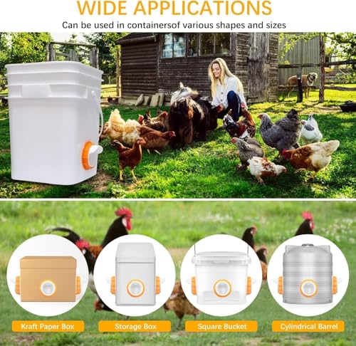 Chicken Feeder Port, 6 Chicken Feeders No Waste, 6 Lids 1 Drill Bit, Orange | Rainproof DIY Automatic Poultry Feeder Cups Kit, Common Breeds Chicken Bucket Feeder for Barrels - color: Orange, size: 6 pack