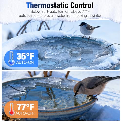 500W Utility De-Icer with Thermostat, Durable Cast Aluminum Submersible Water Heater for Bird Bath, Chicken Water, Livestock Tank, 9.8ft Cord, Black - size: 500W